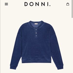 DONNI terry loungewear set, in navy, size SMALL.